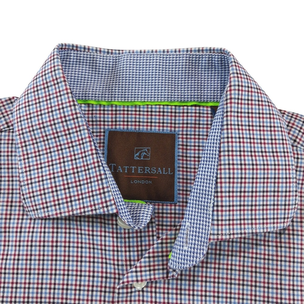 Tattersall London Button Down Shirt Mens L Multicolor Plaid Long Sleeve Cotton